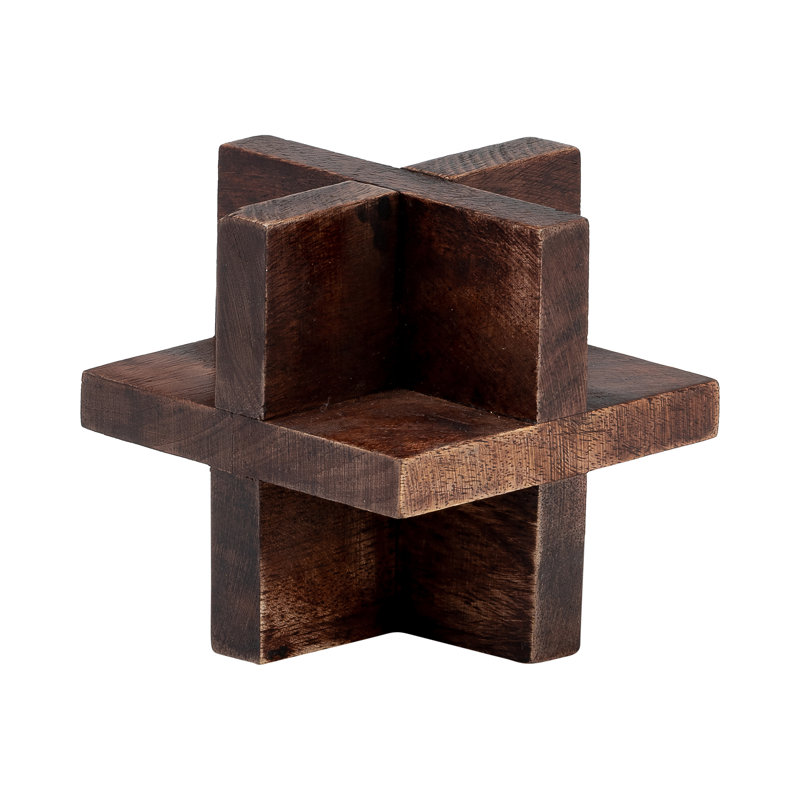 Decorative Objects for Home Decor – Modern Wooden Orb Sculpture for Kitchen Decor and Shelf Styling – Abstract Puzzle Statues and Decorations for Living Room or Tabletop Display – Brown
