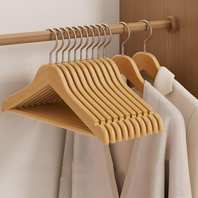 Solid Wood Garment Hangers - No Crease Shoulder Guard System For Premium Wardrobe Care