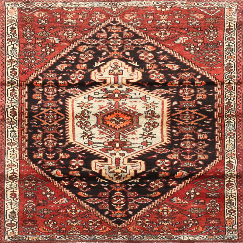 Tapis rouge à motif sud-ouest, Carré 3 pi