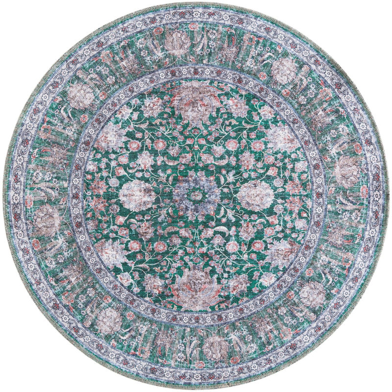 Tapis Samarth Thorine, Vert, Rond 4 pi 1 po
