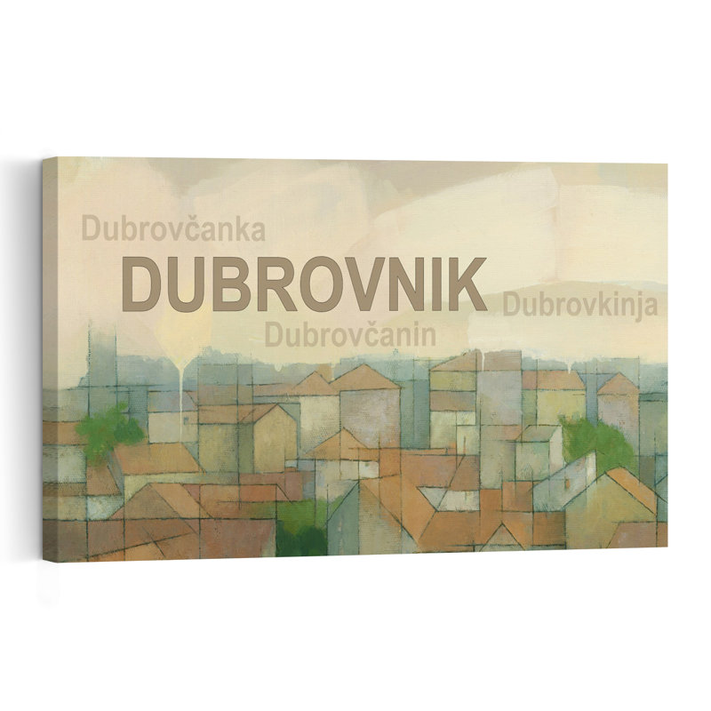 Dubrovnik - Affiche murale abstraite et contemporaine représentant un paysage urbain, H 40 po x l 60 po