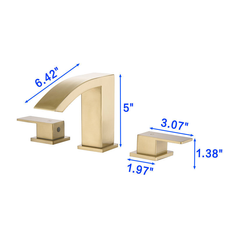 Widespread 2-handle Bathroom Faucet with Drain Assembly, Brushed Gold