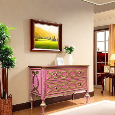 Simple Pink Large Capacity Entrance Cabinet Accent Chest