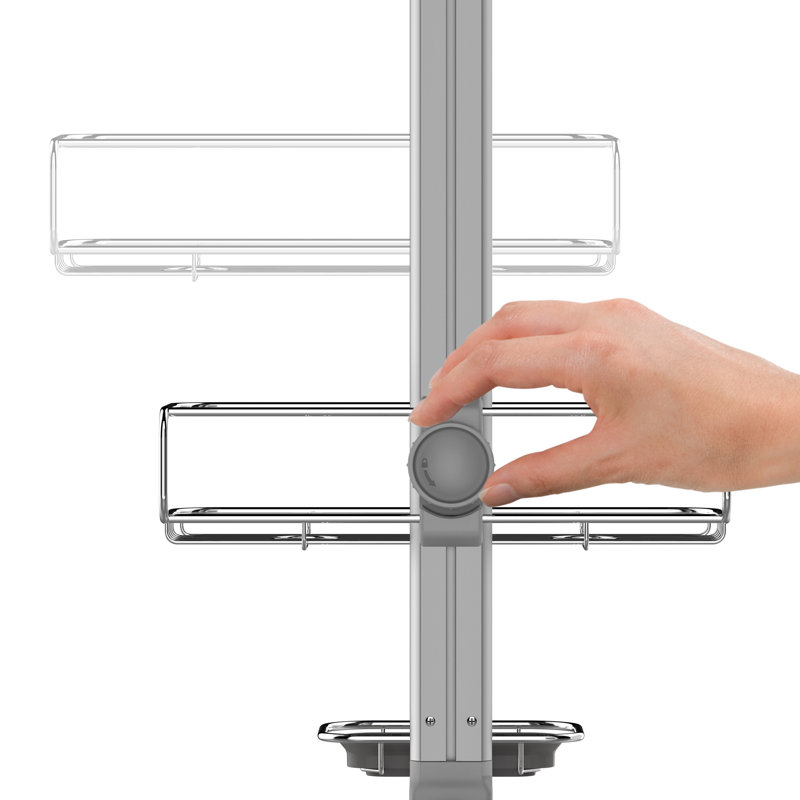 Medium Stainless Steel Adjustable Shower Caddy with Suction Mount