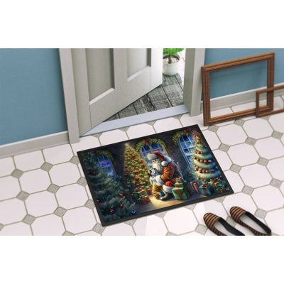 English Bulldog and Santa Claus Doormat