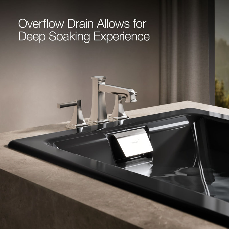Tea-for-Two 72-In x 36-In Drop-in/Undermount Whirlpool Bath with Reversible Drain, Black