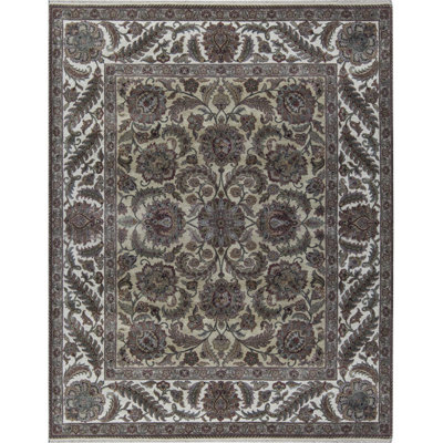 Tapis doré et ivoire de haute qualité noué à la main