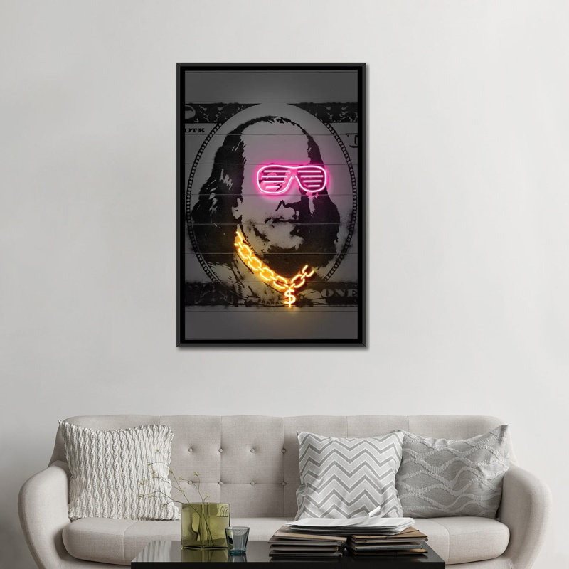 « franklin' », reproduction d’impression sur toile, H 48 po x l 32 po x P 1,5 po, Toile encadrée noire, Pas de tapis