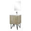 24 po Vaste meuble-lavabo rustique pour la salle de bain, comptoir en quartz blanc, robinet en métal et miroir 18 pièces