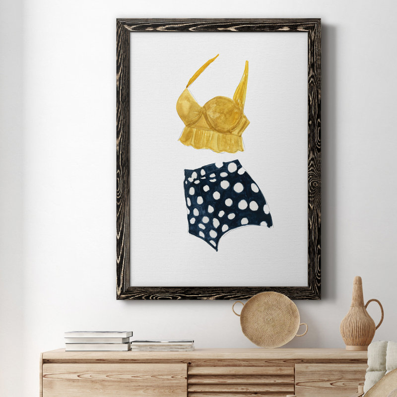 Rétro maillots de bain IV - Peinture sur toile encadrée, H 20 po x l 17 po x P 1,5 po, Noir
