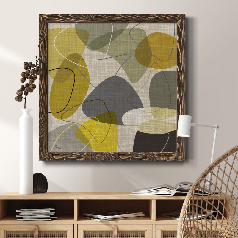 " Intersection I ", 31.5" H x 31.5" W x 1.5" D, Walnut Framed
