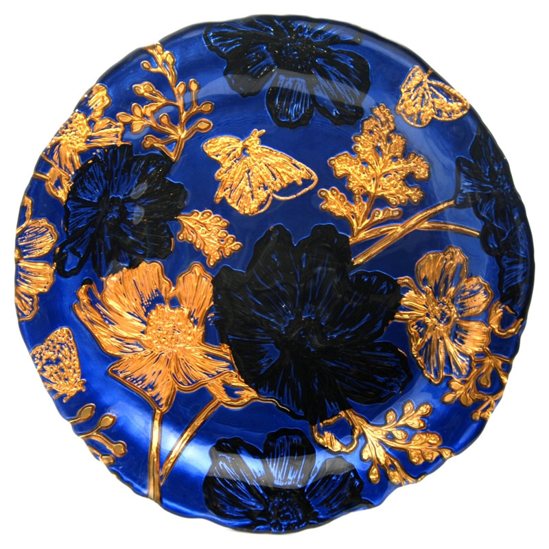 Plaque de hors-d’œuvres 9 po Papillon, Indigo