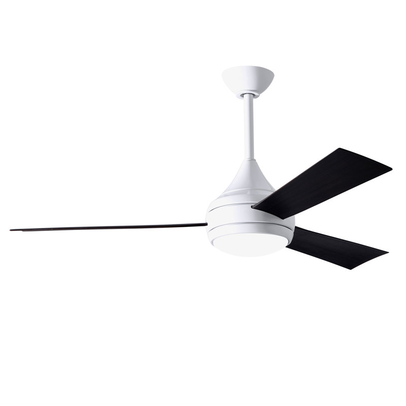 Donaire 52'' Ceiling Fan with LED Lights, Gloss White, Matte Black