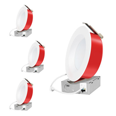 4pk 6inch Fire Rated Canless Smooth Downlight,2 hours Fire Rating ,5CCT,800Lm,IC Rated,Dimmable