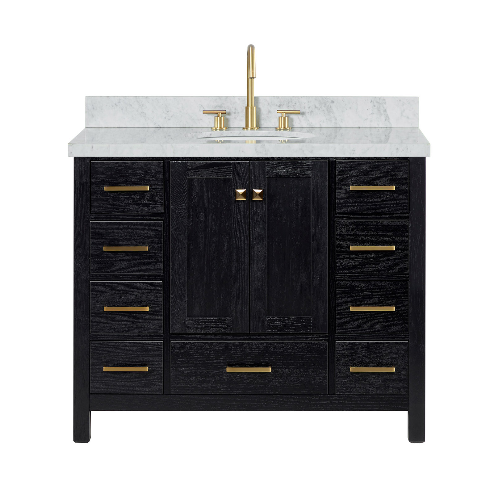 Cambridge 43'' Single Bathroom Vanity, Black Oak / Satin Brass