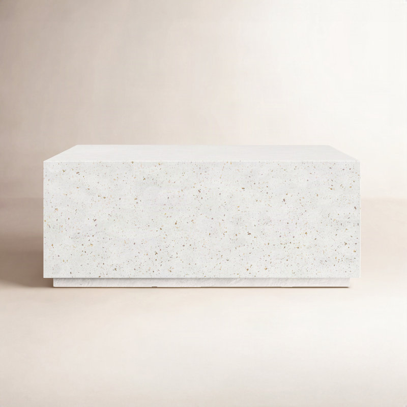 Mixx Bloc Coffee Table, 16.5" H x 39.5" W x 39.5" D, Ivory Terrazzo