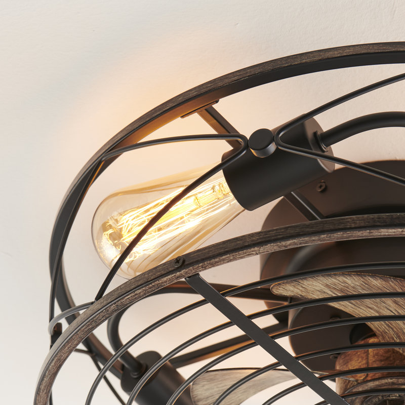 Cedar 19.6In. 4-Light Matt Black Flush Mount Ceiling Fixture With Fan