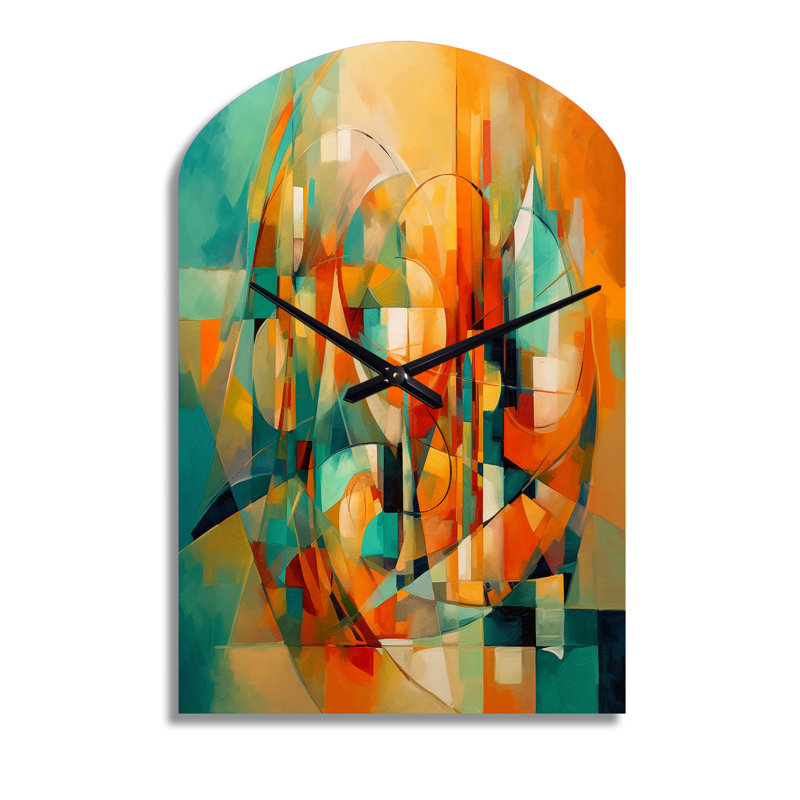 Fady - Arch Shape Large Abstract Cubism 3D Wall Clock, Medium