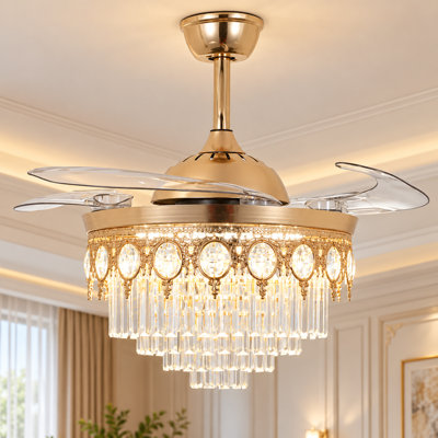 Ventilateur de plafond à DEL 4 pales 42 po avec télécommande et ensemble d'éclairage inclus Judyann