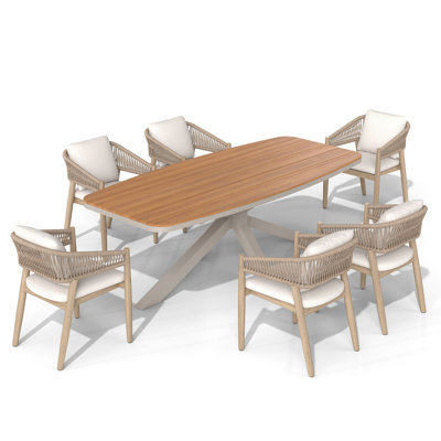 Outdoor 6-person Dining Set With Cushions