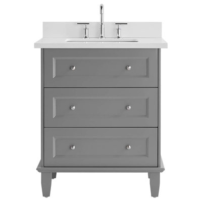 Meuble-lavabo simple autoportant biseauté de 30 po avec plateau en quartz Audrey