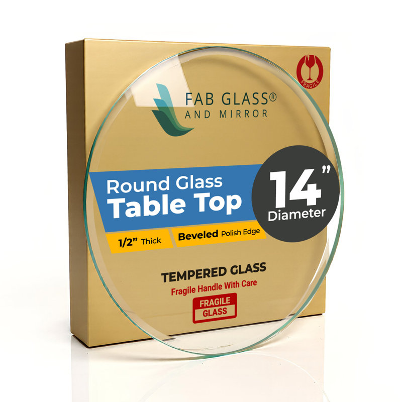 Round Clear Tempered Glass Table Top 14 Inch with 1/2 Inch Thick Beveled Polished Edge Ideal for Tables Desks Workspaces and Outdoor Furniture by Fab Glass and Mirror