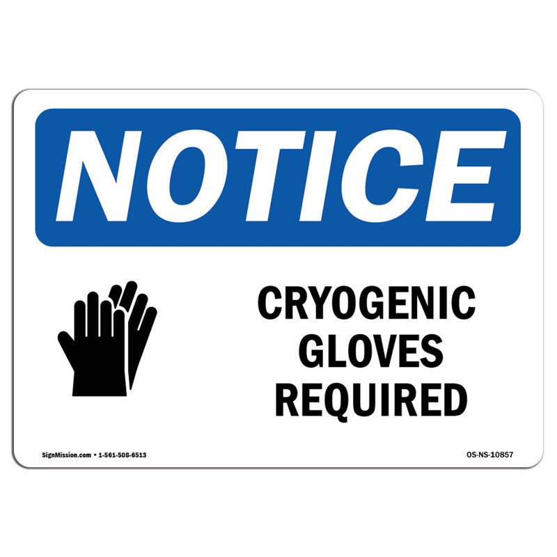 Avis - Gants Cryogéniques Requis avec Symbole