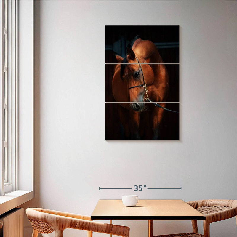 Brampt cheval dans l'écurie, H 57 po x l 36 po