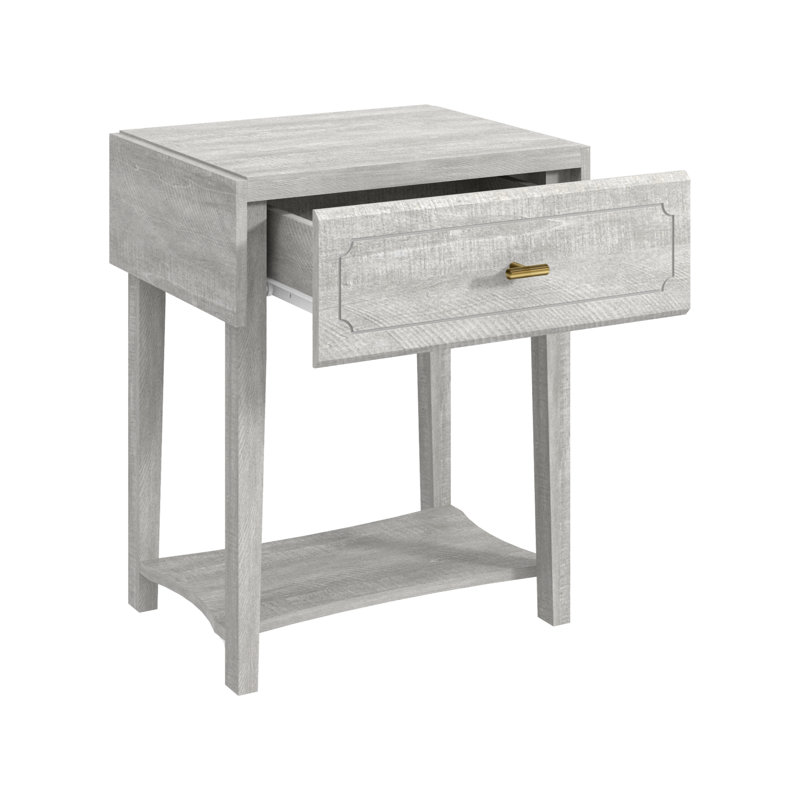 Walter 1 Drawer Nightstand with Shelf, Gray