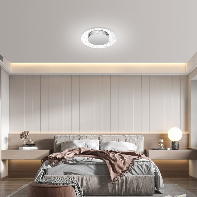 Huetter Acrylic LED Flush Mount, Silver Foil