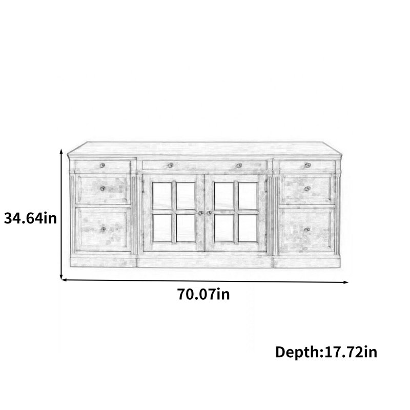 Table de buffet 70,07 "de large, Brun orangé