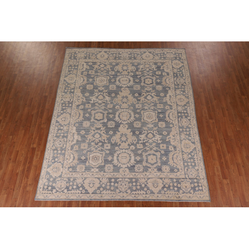 Tapis bleu teint à la main Oushak