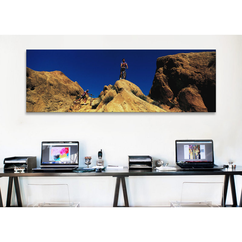 «Mountain Bikers CA USA», reproduction de photo sur toile, H 12 po x l 36 po x 1,5 po, Toile tendue