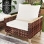 Ensemble de meubles de terrasse en rotin évidé à pieds hauts, 5 pièces, 7 sièges, ensemble de canapé avec coussin, coussin épais de 4 pouces, blanc