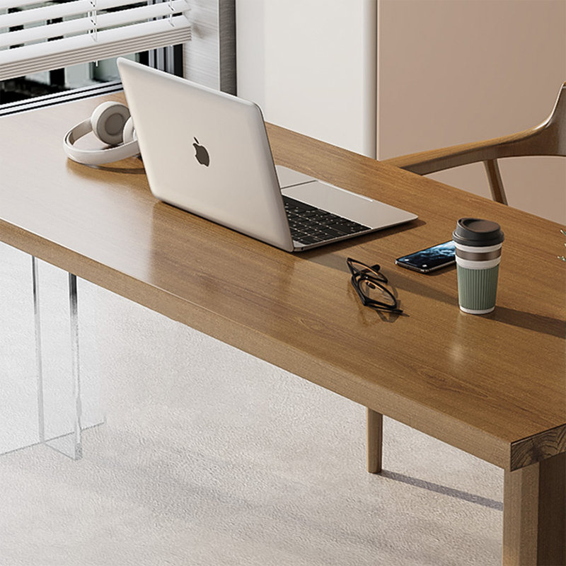 Bureau haut de gamme personnalisé en acrylique semi-suspendu en bois massif, Burlywood, H 29,53 po x l 70,87 po x P 27,56 po