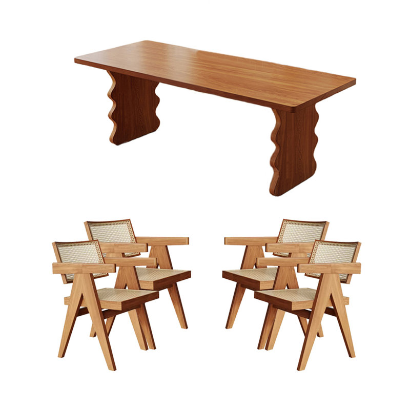 4 - Person Solid Wood Solid Wood Top Double Pedestal Dining Set, 29.53"H x 70.87"L x 31.5"W