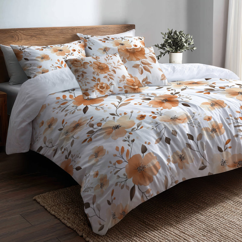 Ensemble d'édredon floral 6 pièces, Édredon de grande taille et 5 pièces supplément