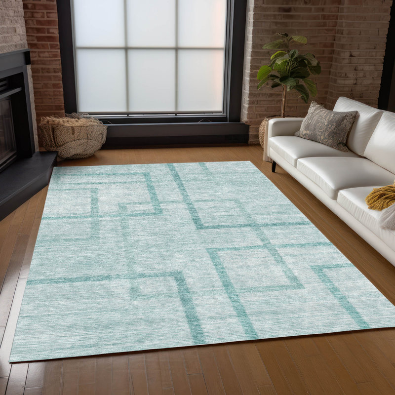 Tapis intérieur / extérieur en polyester tissé à la machine Malchow, Rectangle 5 pi x 7 pi 6 po