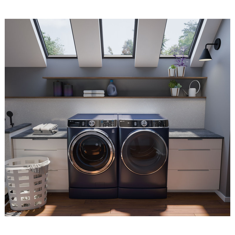 GE Profile 7.8 Cu Ft Capacity Smart Front Load Gas Dryer With Steam And Sanitize Cycle, Sapphire Blue, Electric