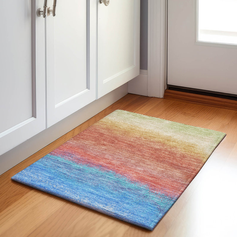 Machine Washable Indoor/Outdoor Xhevrie Coral Rug, Rectangle 1'8" x 2'6"