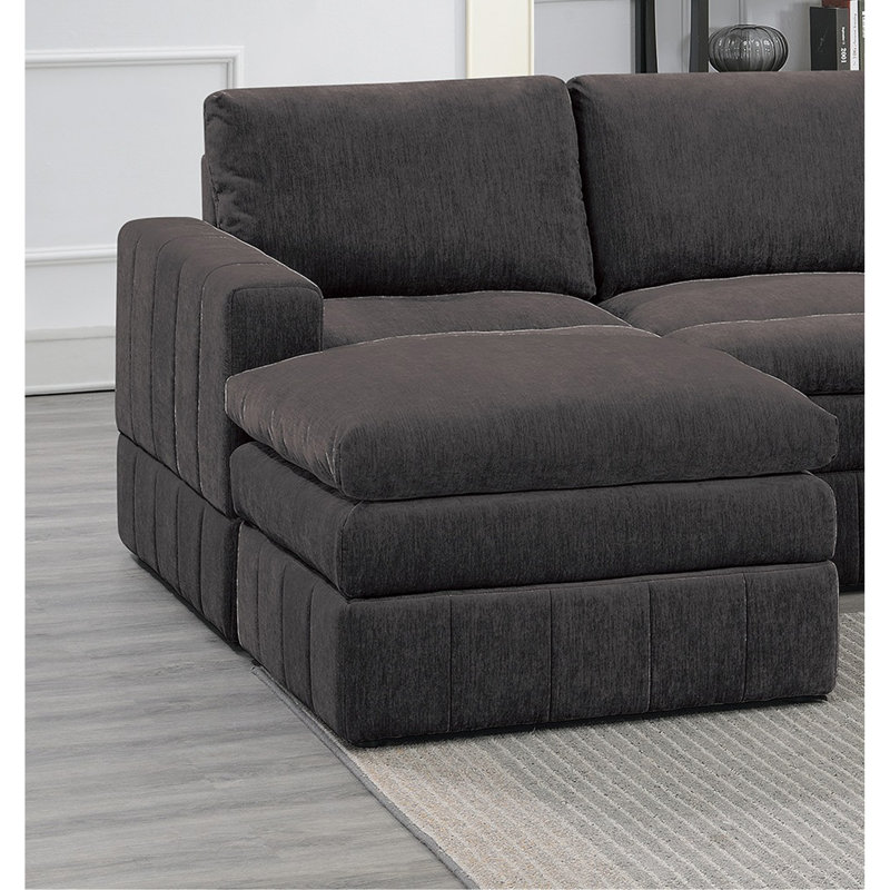 Bajro Upholstered U-Shaped Sectional, Mink Polyester Blend