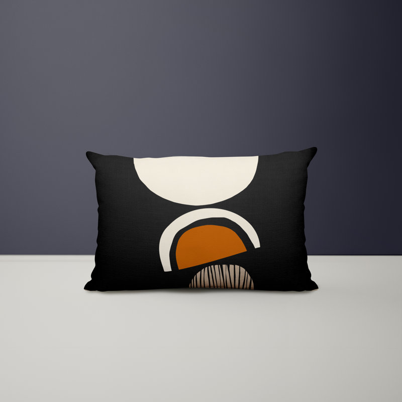 Housse et insert de coussin rectangulaire intérieur / extérieur en polyester / mélange de polyester Chamu, Orange / Noir