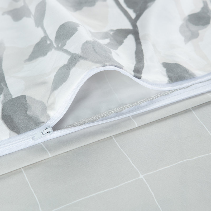 Ensemble de housse de couette réversible Chanasya, Housse de couette très grand et 2 taies d'oreille, Gris crème