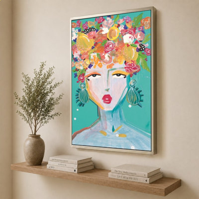 "Floral Lady Turquoise" par Nola James - Impression sur toile