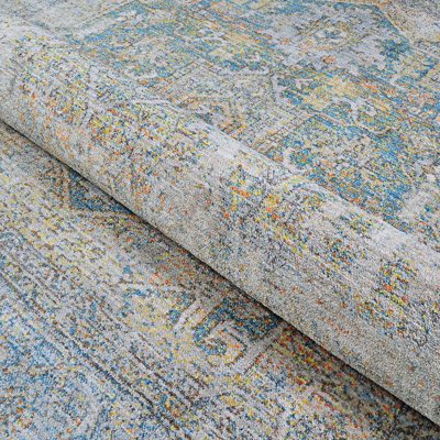 Temaka Antique Lavar Sky Blue-Stone-Multi Runner Rug