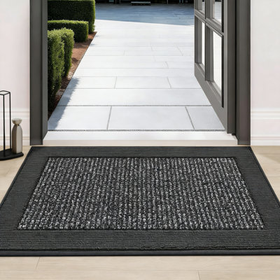24X36 Inch Indoor Non-Slip Washable Door Mat, Dirt Resistant Absorbent Entryway Rug, Charcoal