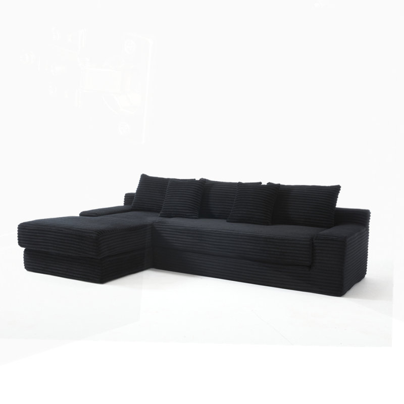 Canapé modulaire en L Albert Boneless Compression, Tissu noir