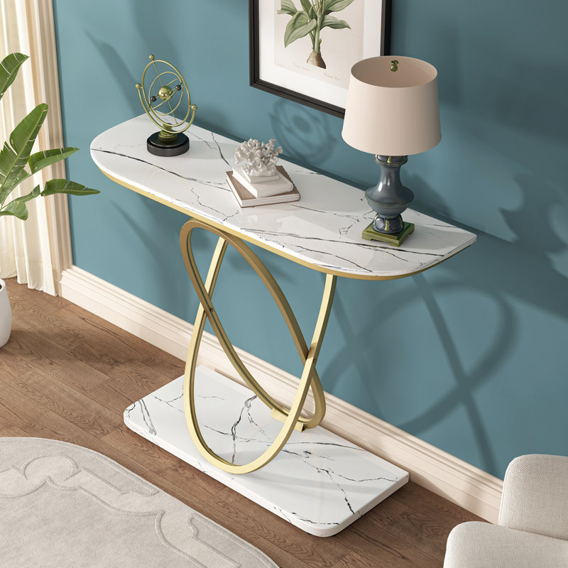 Germania 43.3" Console Table, White, Golden