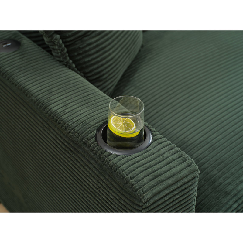 Velours côtelé en forme de L avec port, porte-gobelet et velours côtelé en forme de L, pour le repos