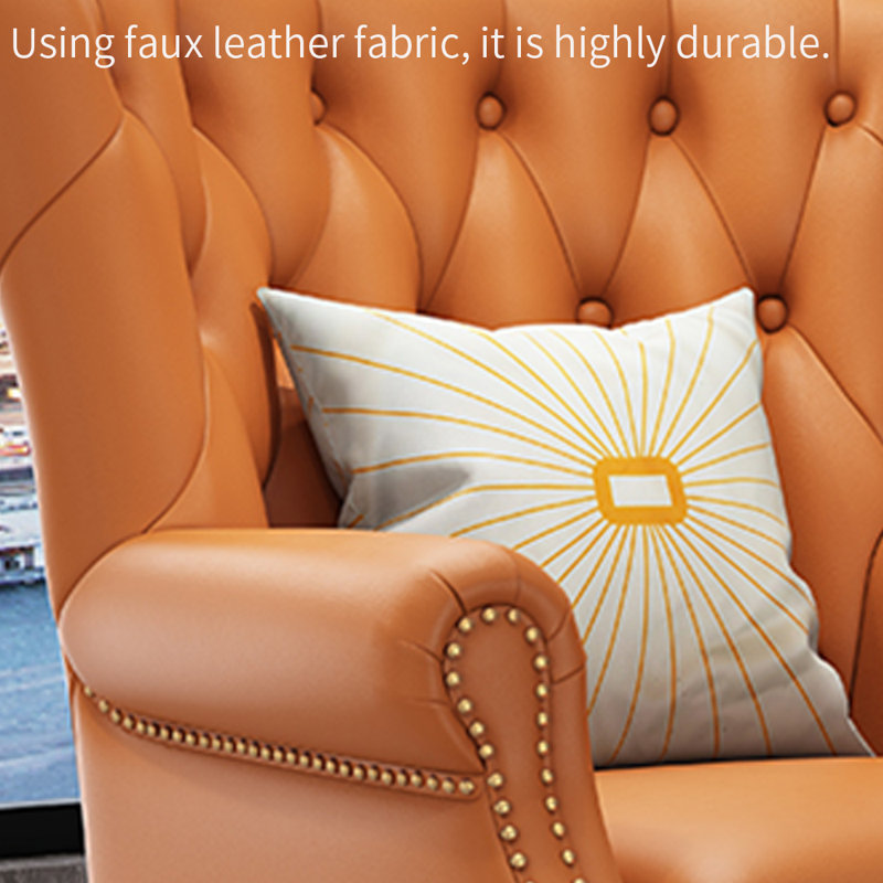 Fauteuil d'appoint Luxe avec rivets, Orange